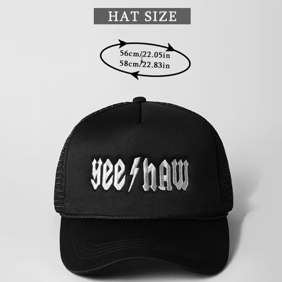 White and Black Yee Haw Trucker Hat Pink Embroidery Mesh Back Adjustable NWT - Picture 4 of 4